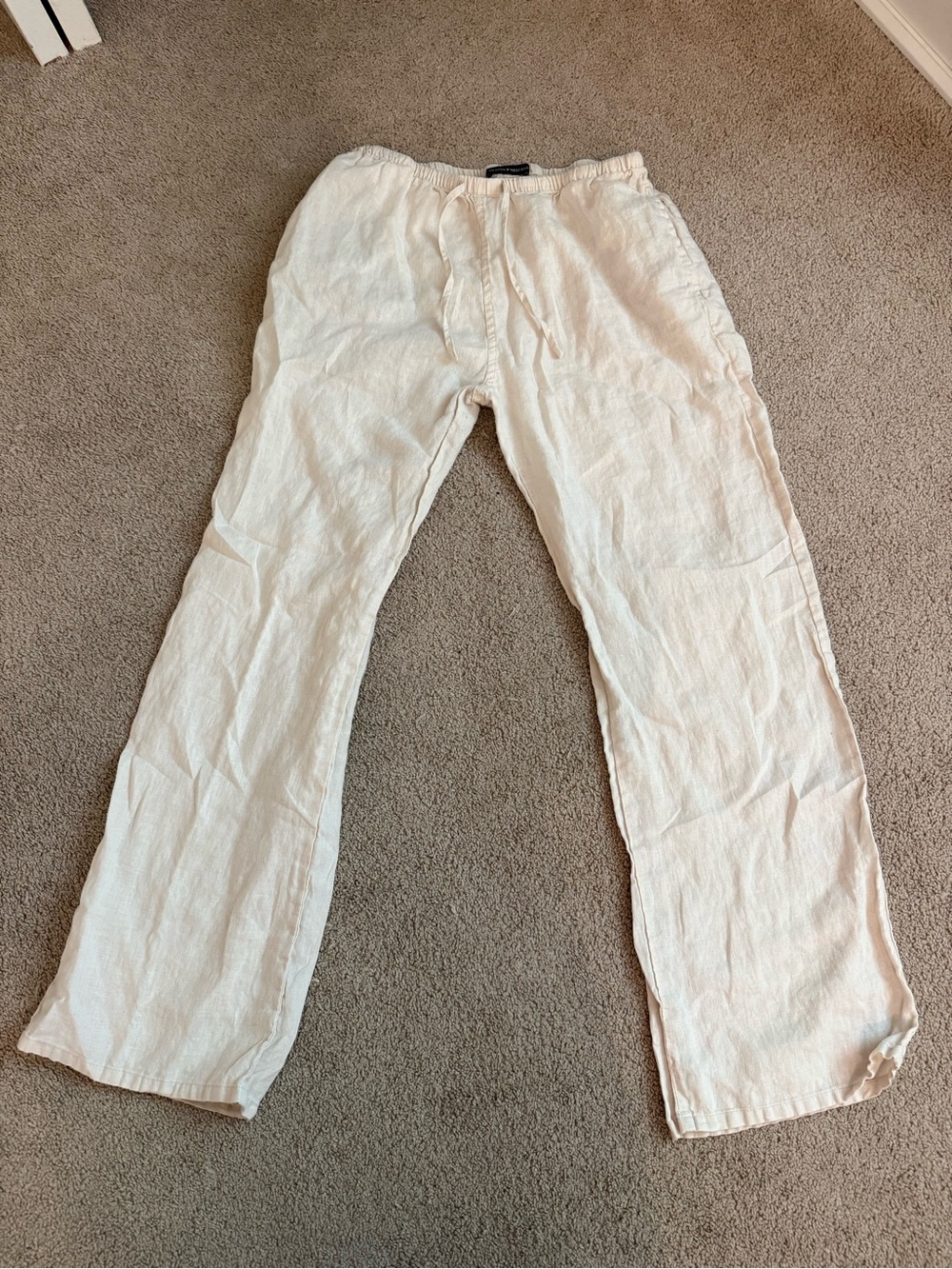 Brandy Melville Women’s Cream Linen Relaxed 28” Pants O/S